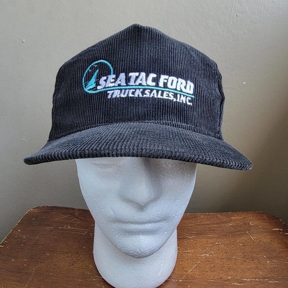 Vintage SeaTac Ford Truck Sales Inc. Corduroy, Snapback Hat Cap Black - Picture 1 of 9